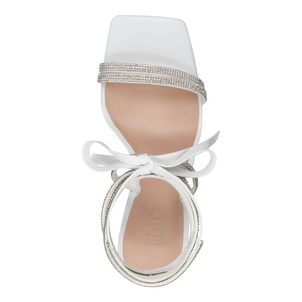 INC Womens White Tie Straps Bradki Open Toe Sculpted Heel Heeled Sandal 9.5 M - Picture 3 of 4